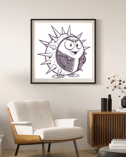 Cadre avec hérisson punk audacieux, ambiance rebelle dynamicité assurée