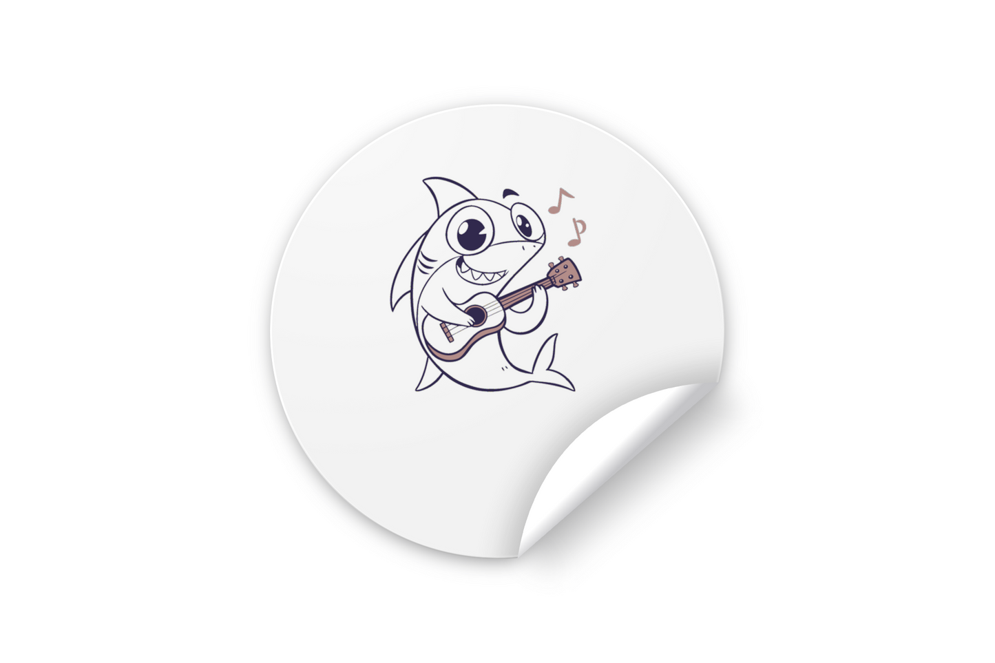 Sticker représentant un requin joyeux jouant de la musique dans un style marin vibrant