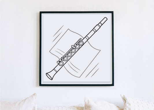 Cadre moderne avec motif minimaliste de flûte dans un thème musical séduisant