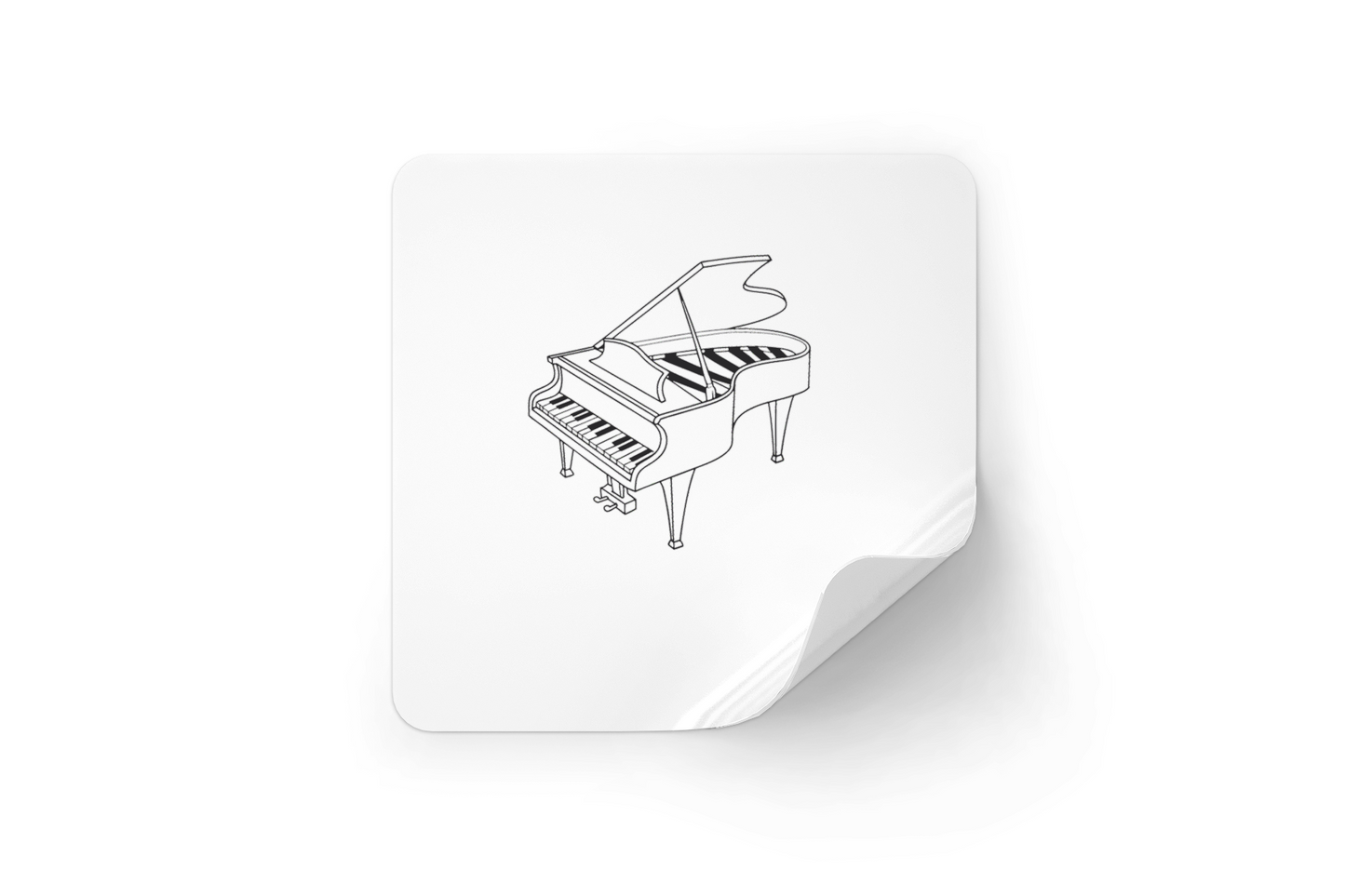 Sticker avec un élégant piano à queue minimaliste en ambiance musicale