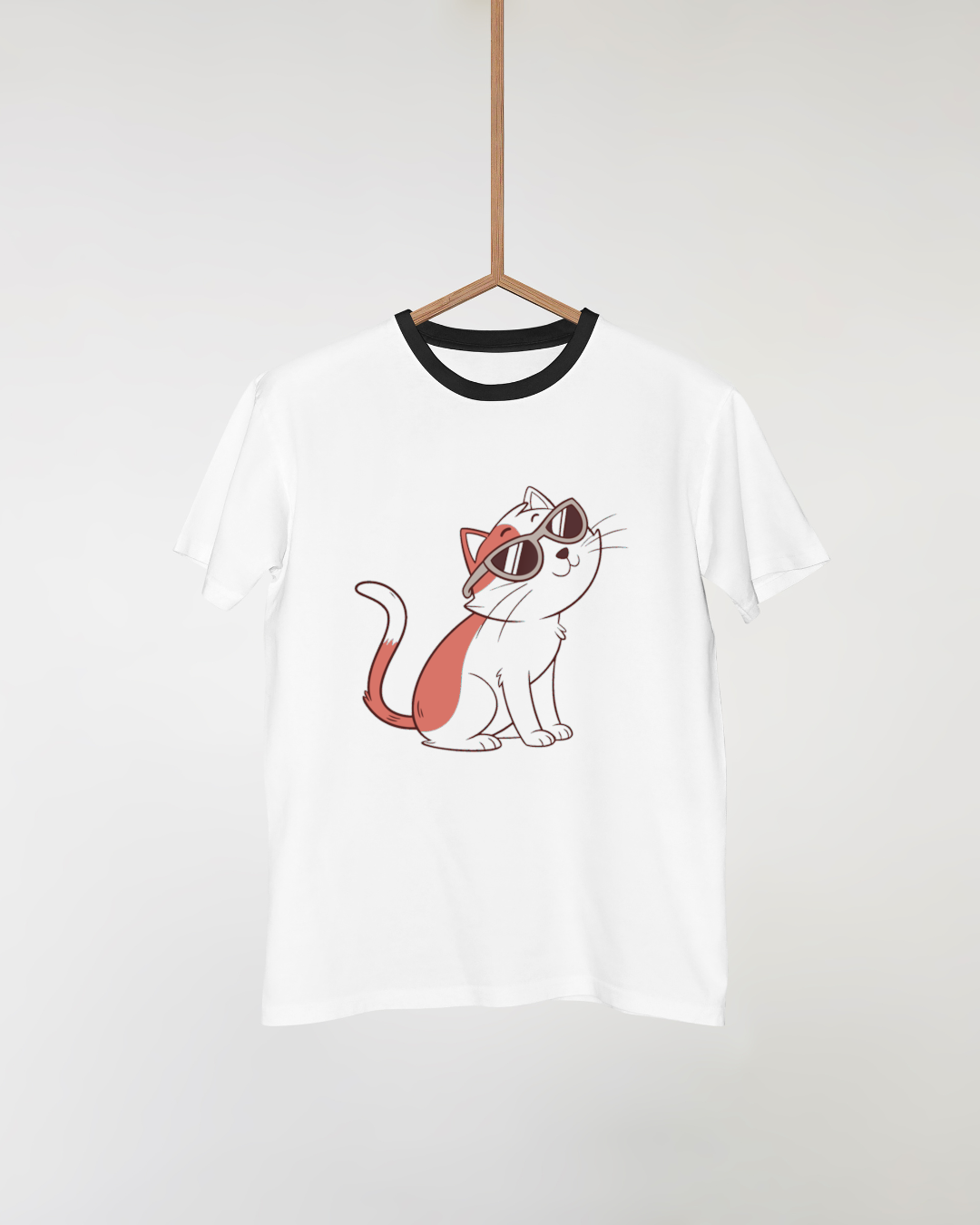 T-shirt avec motif chat adorable portant des lunettes stylées