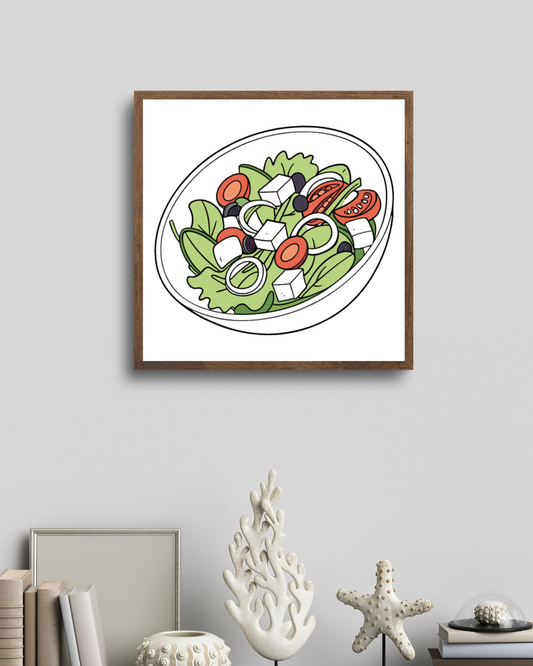 Cadre moderne avec icône vectorielle alimentaire et design salade enjouée