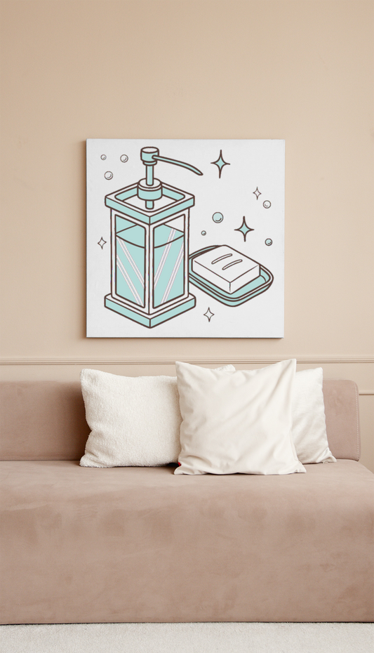 Cadre élégant avec motif distributeur de savon pour une touche stylée à votre déco