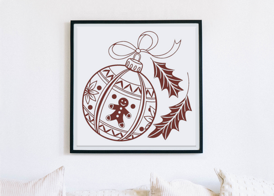 Cadre avec une boule de Noël joyeuse dans un style chic et festif