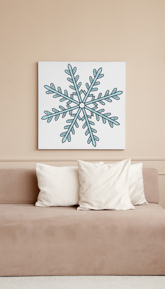 Cadre avec flocon de neige symétrique présentant un élégant design hivernal