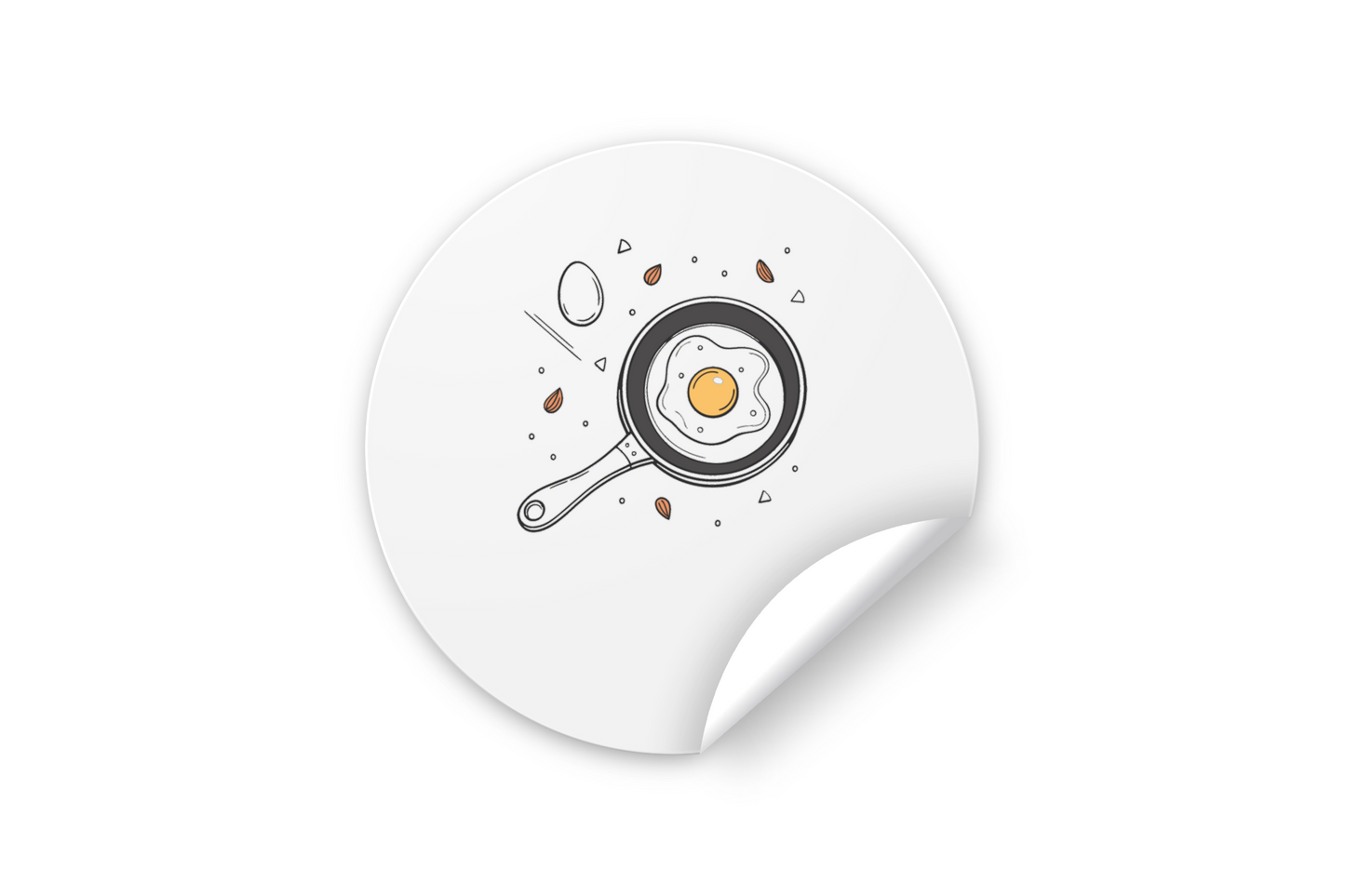 Sticker avec œuf au plat minimaliste dans une poêle design pour déco cuisine