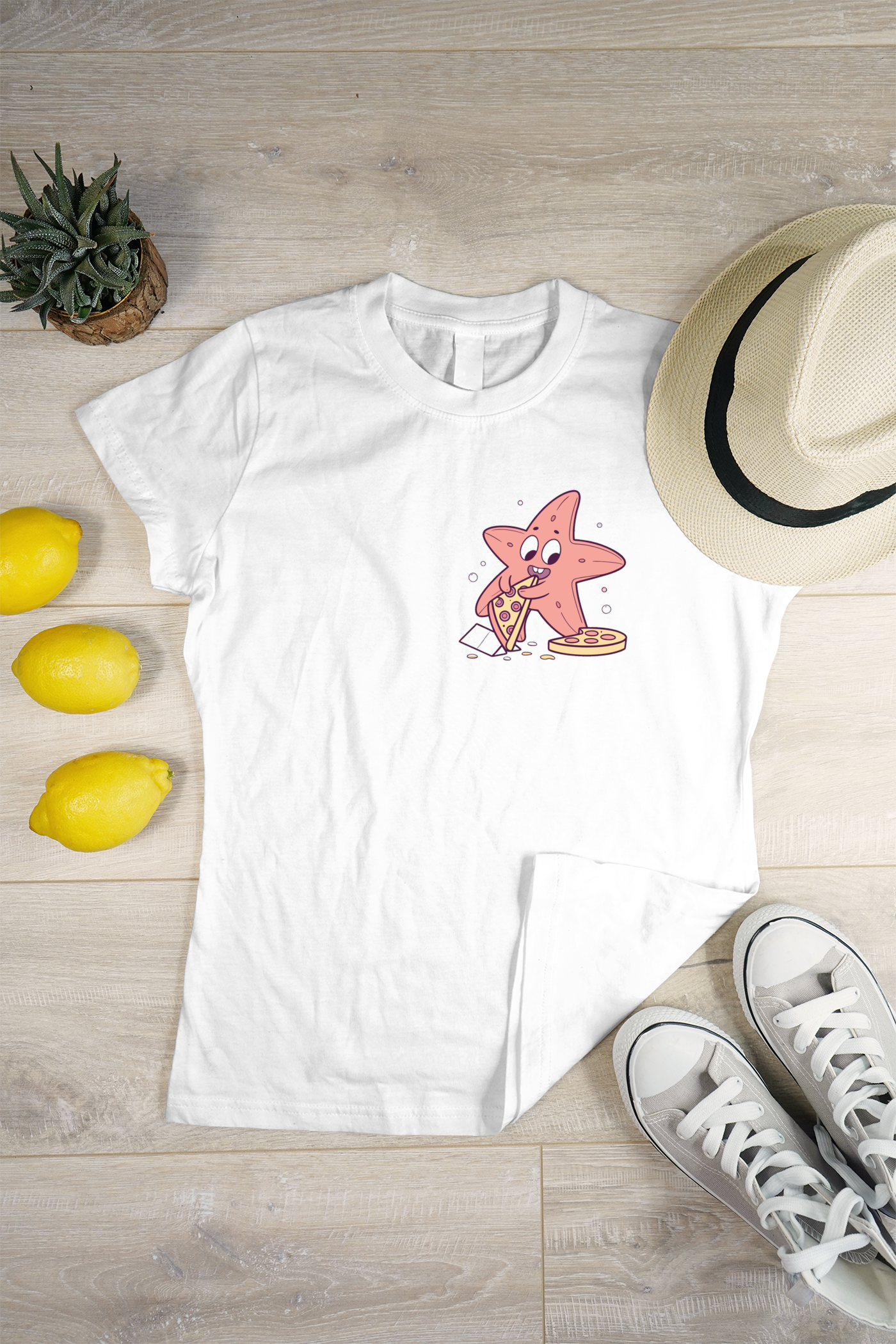 T-shirt avec étoile de mer kawaïe un style graphique marin vibrant et adorable