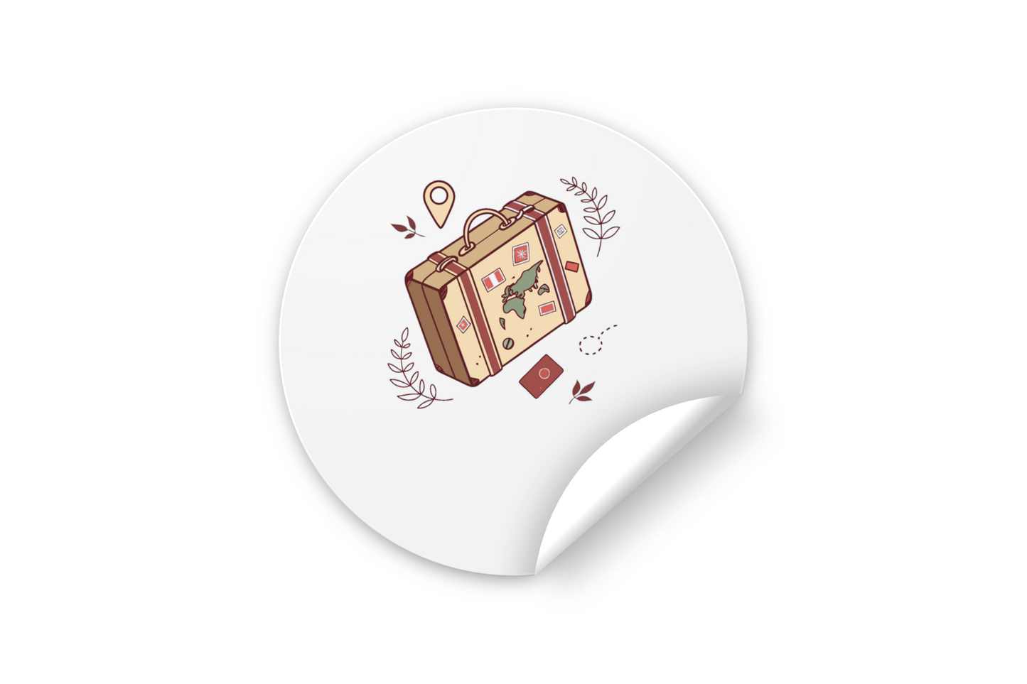 Sticker avec icône de valise pastel, parfait pour les passionnés d'exploration