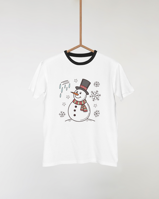 T-shirt festif avec bonhomme de neige joyeux pour un hiver magique