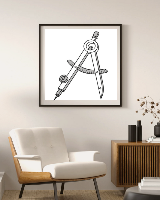 Cadre éducatif avec compas stylisé en art vectoriel, parfait pour les écoles