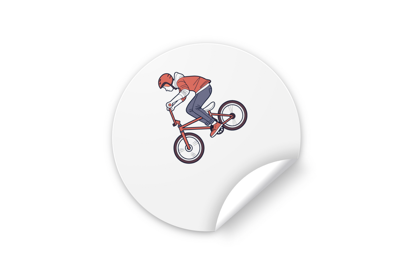 Sticker avec un cycliste en BMX réalisant une acrobatie, idéal pour amateurs d'aventure