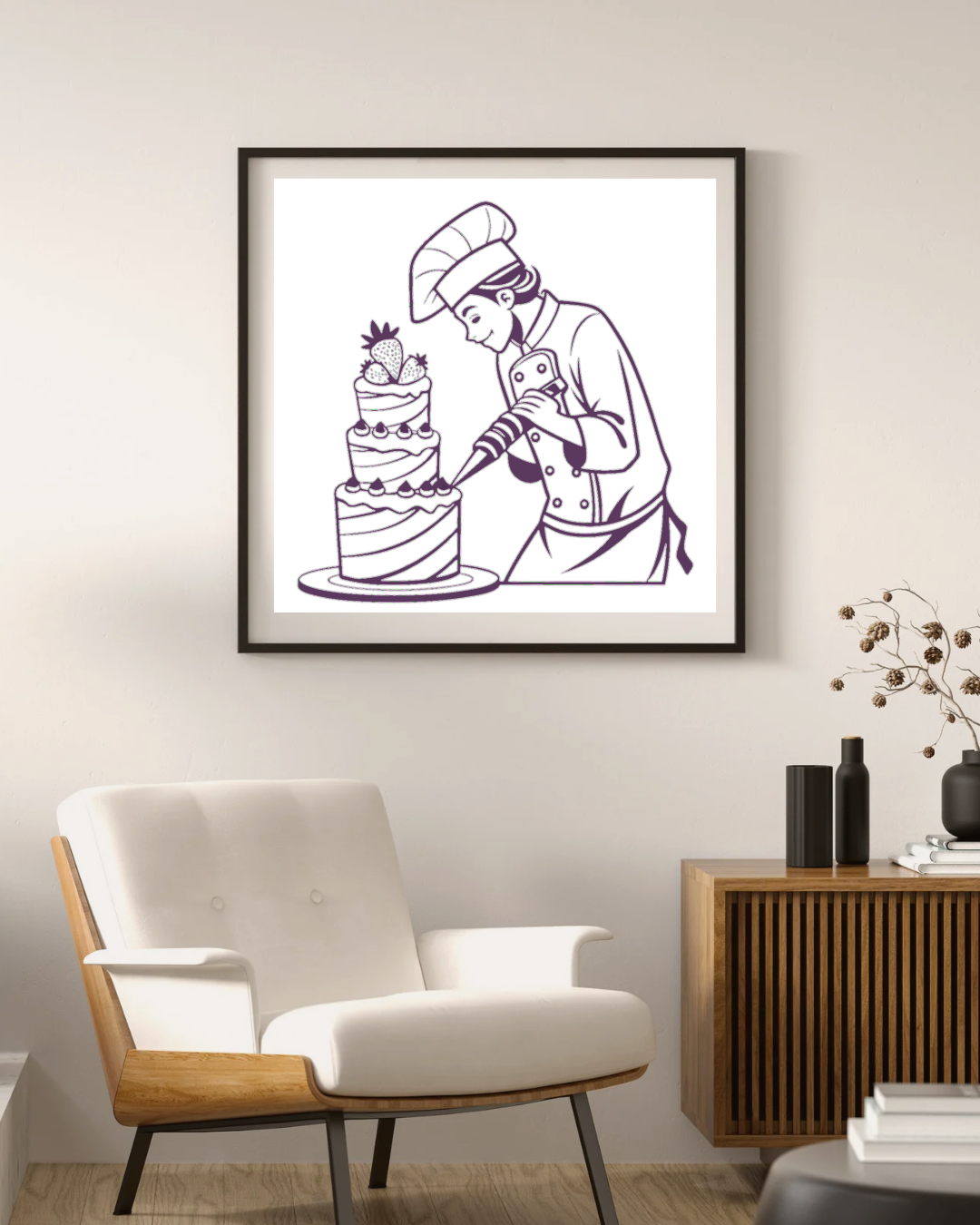 Pâtissier Concentré | Décor SVG Élégant | Thème Gastronomie