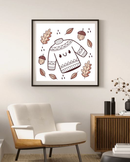 Cadre décoratif automnal design minimaliste avec icône numérique chaleureuse