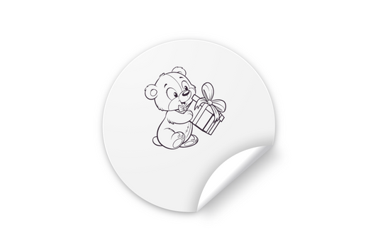Sticker kawaii mignon d'un ours avec cadeau.