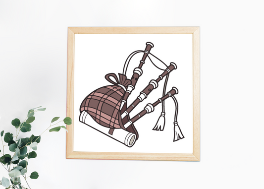 Cadre avec une cornemuse écossaise artistique en style musique celtique