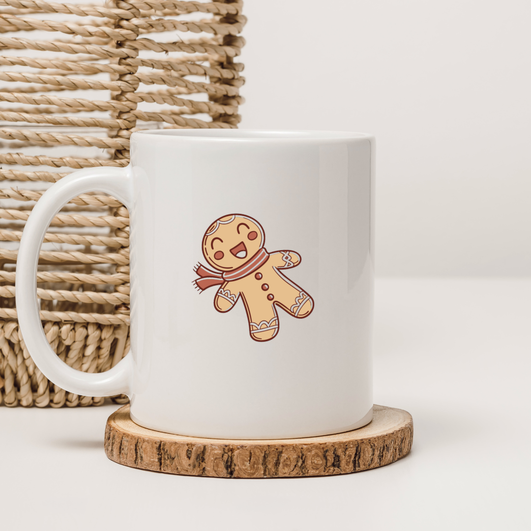Mug avec bonhomme en pain d'épices doodle apportant une ambiance hivernale chaleureuse