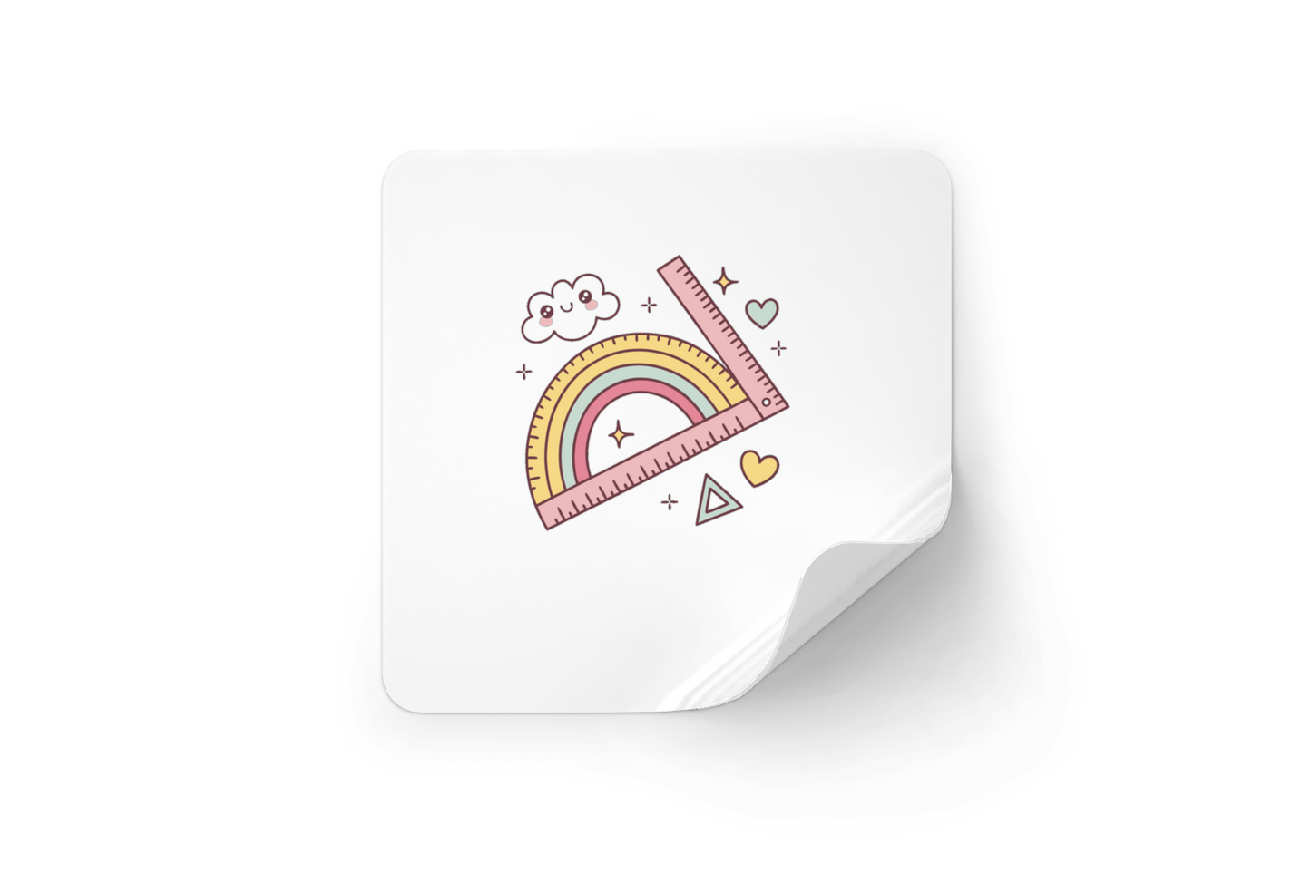 Sticker avec icône numérique arc-en-ciel joyeux style pastel pour école créative