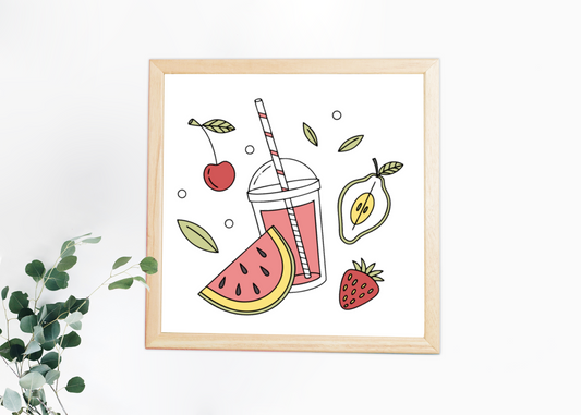 Cadre avec icône fruitée dans un style doodle pour école et papeterie