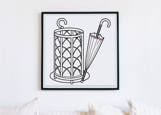 Cadre minimaliste avec icône de parapluie pour décoration quotidienne