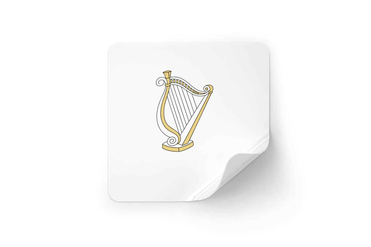 Sticker moderne avec harpe élégante, style musical apaisant