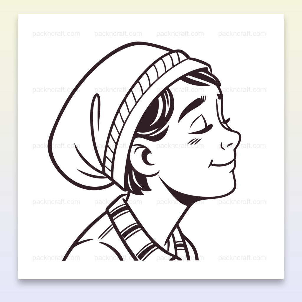 Illustration d'un garçon rêveur en style ligne épuré, idéale pour déco et projets créatifs.