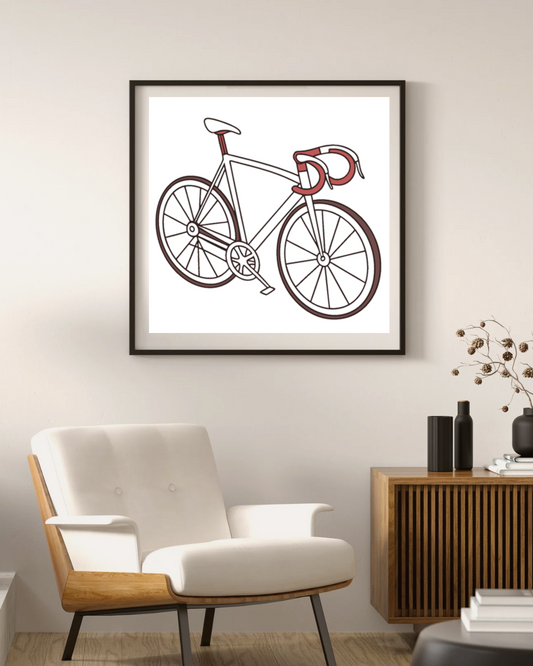 Cadre avec dessin vectoriel de vélo de course élégant, style dynamique et sportif