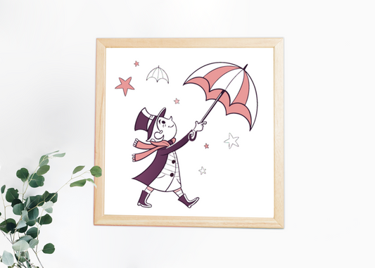 Cadre avec design vintage illustrant un petit gentleman en ambiance enfantine