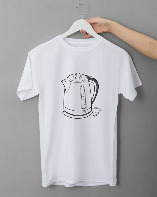 T-shirt élégant avec motif minimaliste de bouilloire pour une cuisine moderne