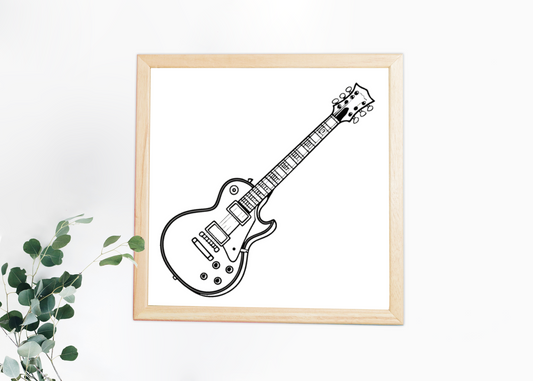 Cadre avec un doodle dynamique de guitare électrique vibrant, ambiance rock