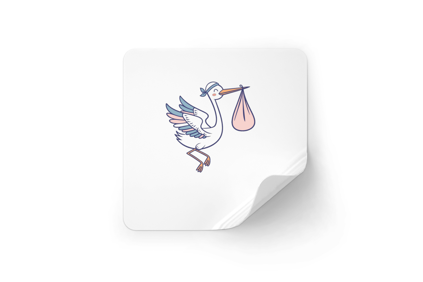 Sticker de cigogne kawaii, accessoire de papeterie