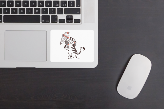 Sticker au design joyeux représentant un zèbre joueur avec un cornet de glace coloré