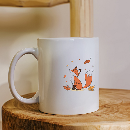 Mug avec un motif de nature automnale, renard souriant ajoute une touche joyeuse