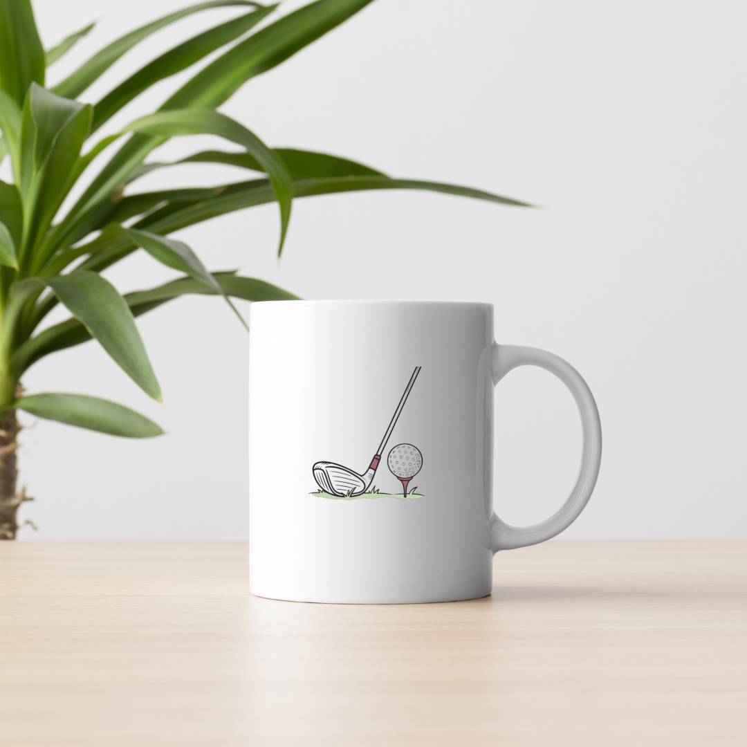 Mug avec design golf dynamique ambiance sportive stylisée