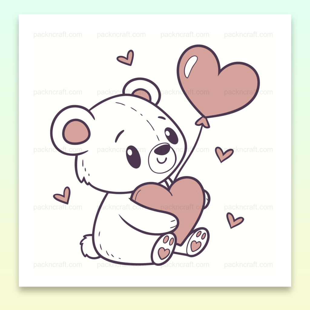 Illustration de Teddy-Love, parfait pour déco murale romantique.