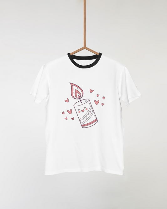 Design de mariage sur t-shirt avec bougie festive en SVG
