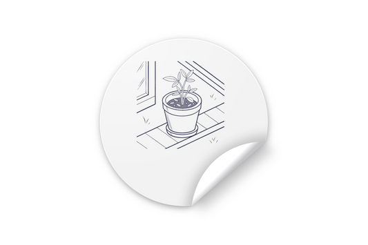 Sticker nature avec jeune plante en pot, parfait pour une ambiance sereine et élégante