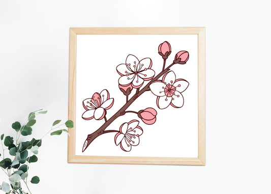 Cadre élégant orné de fleurs de cerisier pastel, ajoutant une touche printanière
