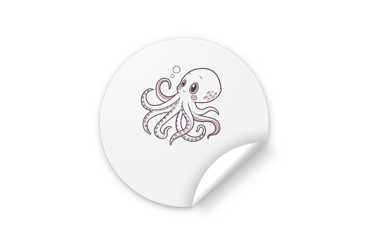 Sticker avec poulpe curieux pastel sur fond marin, stylé et captivant