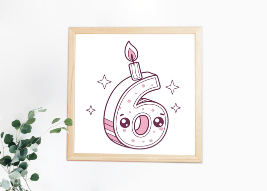 Chiffre 6 mignon en cadre décoratif pour vos célébrations