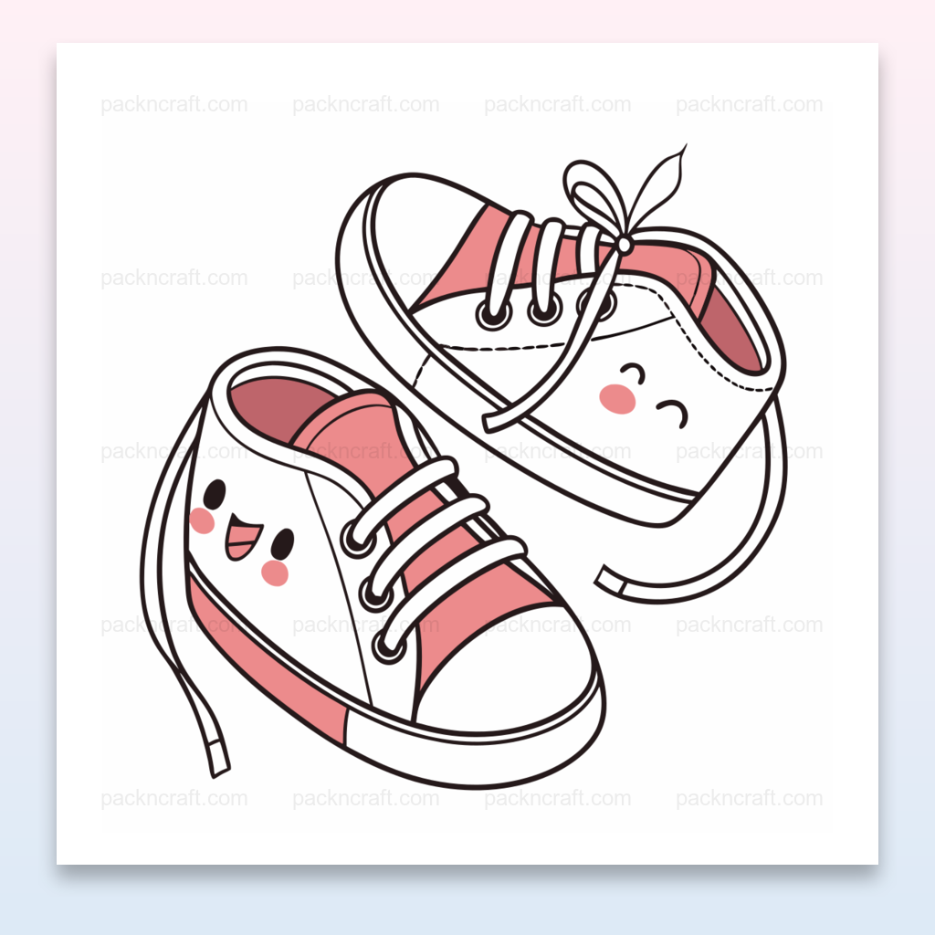 Illustration chaussons bébé kawaii pour projets créatifs.