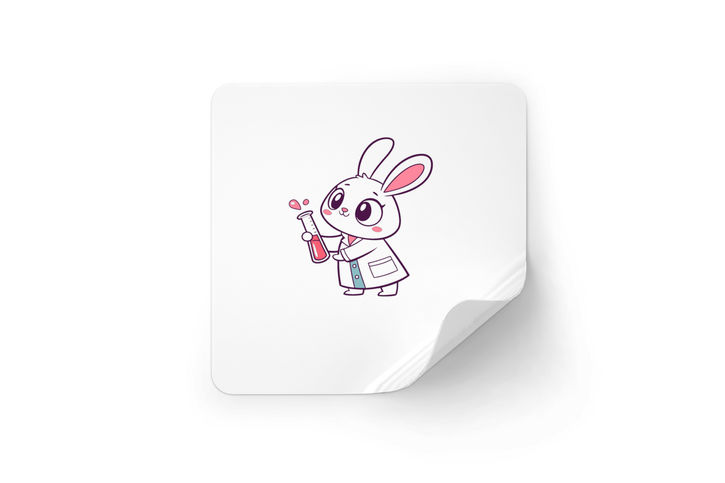 Sticker avec lapin curieux style cartoon dans un cadre éducatif
