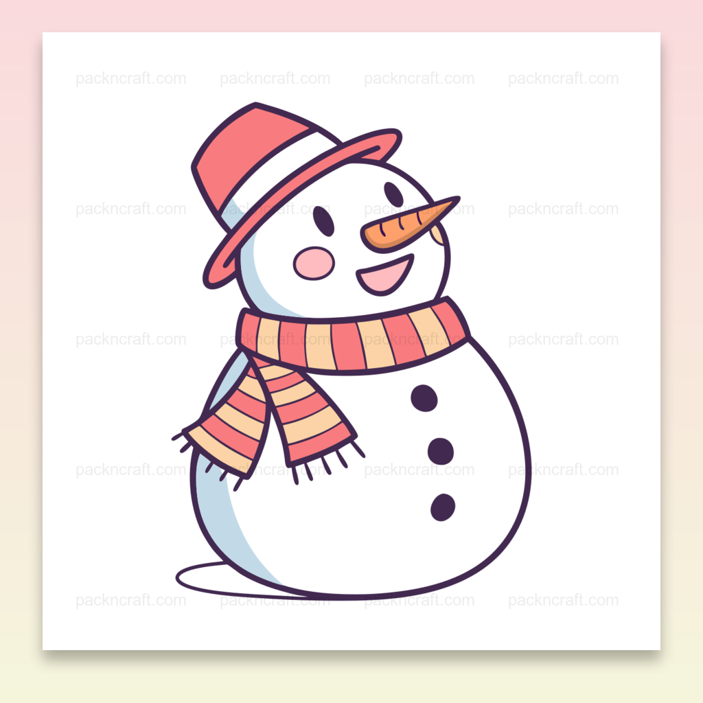 Illustration joyeuse et colorée de bonhomme de neige pour projets créatifs et décoration.