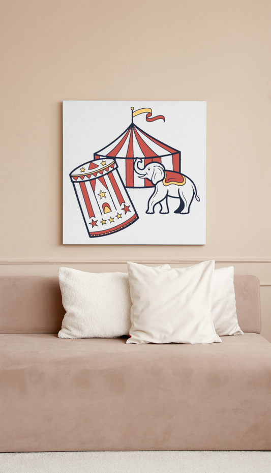 Affiche encadrée du cirque éléphant rétro, ajout idéale à votre déco murale