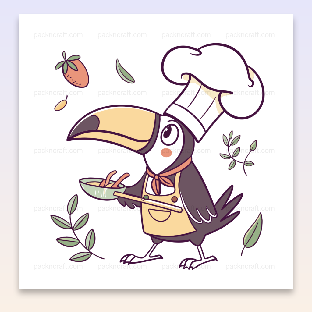 Illustration de toucan chef en SVG, idéale pour déco et projets créatifs