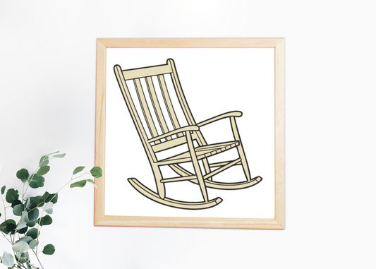 Cadre décoratif avec fauteuil à bascule détendu au style rétro élégant