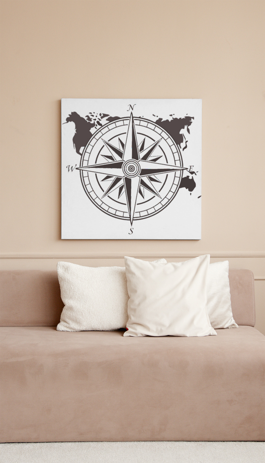 Cadre design aventure avec motif de boussole vintage élégant et classique