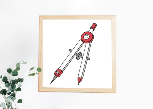 Cadre épuré avec design pastel d'un compas précis, style moderne et créatif