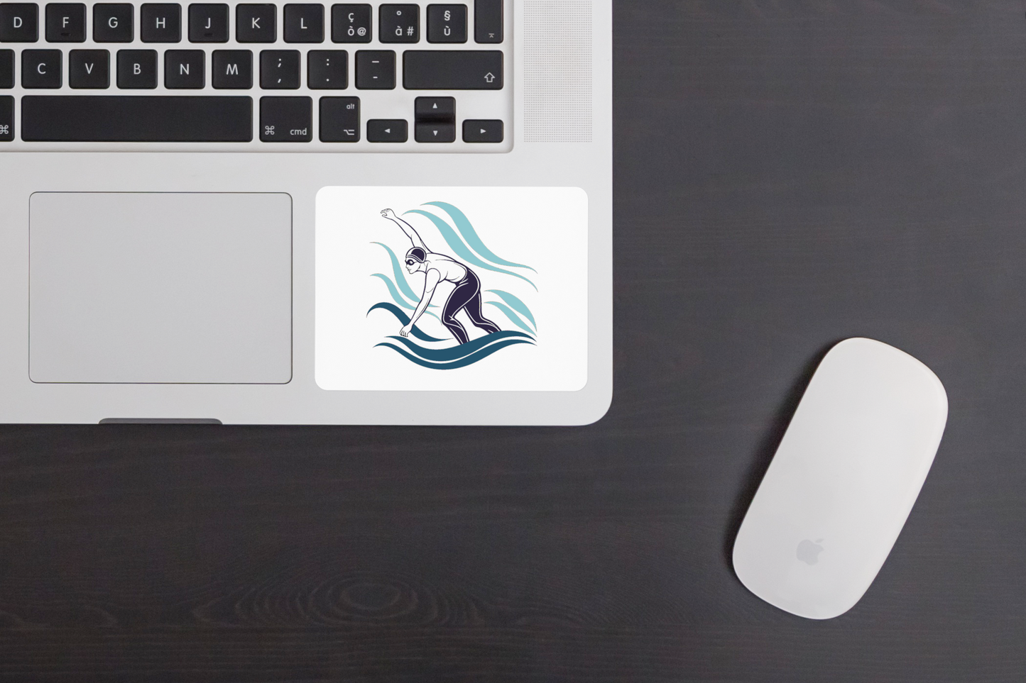 Sticker sportif avec nageur en style vectoriel moderne