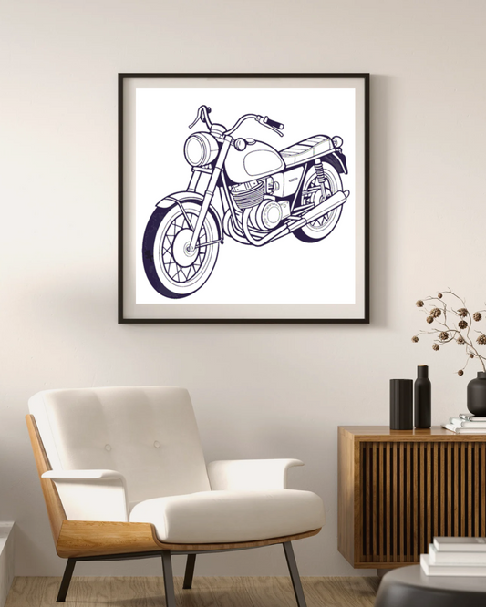 Moto Guzzi V7 dans cadre artistique, décoration intérieure