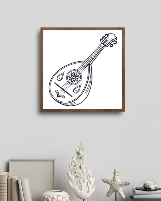 Cadre élégant avec design mandoline bohème dans un style musical chic et artistique